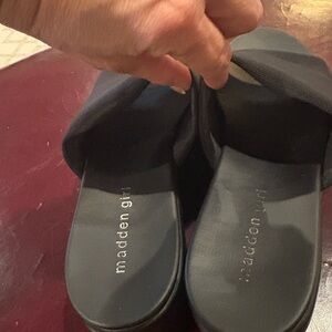 Madden Girl Charcoal Slide Sandals